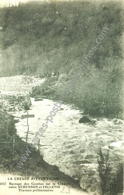 Carte postale ancienne Barrage des Combes — Felletin (Creuse)