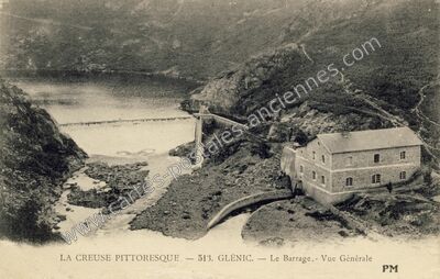 Carte postale ancienne La Creuse pittoresque. - Le Barrage.- Vue Générale — Glénic (Creuse)