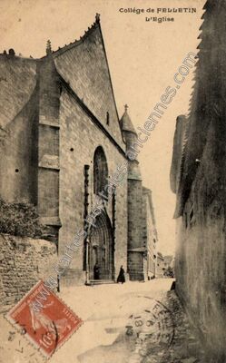 Carte postale ancienne Collège et Église — Felletin (Creuse)