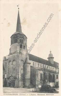 Carte postale ancienne L'Eglise, Monument Historique — Évaux-les-Bains (Creuse)