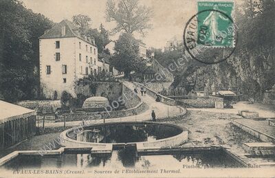 Carte postale ancienne Sources de l'Etablissement Thermal — Évaux-les-Bains (Creuse)