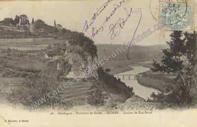 Carte postale ancienne Environs de Sarlat. - Rocher de Roc-Béral — Domme (Dordogne)