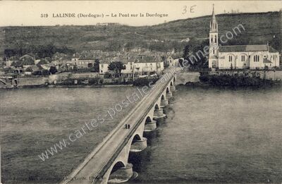 Carte postale ancienne Le Pont sur la Dordogne — Lalinde (Dordogne)