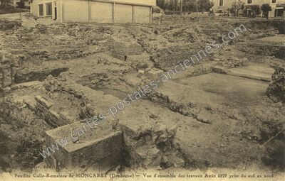 Carte postale ancienne Fouilles Gallo-Romaines — Montcaret (Dordogne)