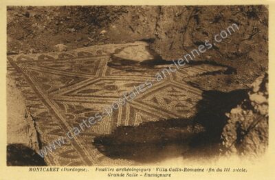 Carte postale ancienne Fouilles archéologiques : Villa Gallo-Romaine, Grande Salle - Encoignure — Montcaret (Dordogne)
