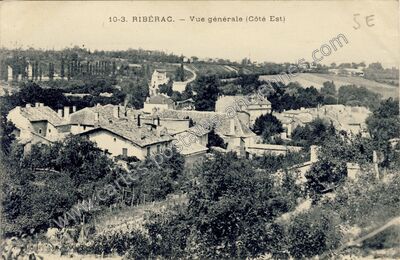 Carte postale ancienne Vue générale (Côté Est) — Ribérac (Dordogne)