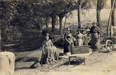 Carte postale ancienne Bords de la Ganne — Ribérac (Dordogne)