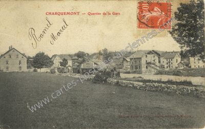 Carte postale ancienne Quartier de la Gare — Charquemont (Doubs)