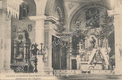 Carte postale ancienne Intérieur de l'Eglise — Grand'Combe-des-Bois (Doubs)