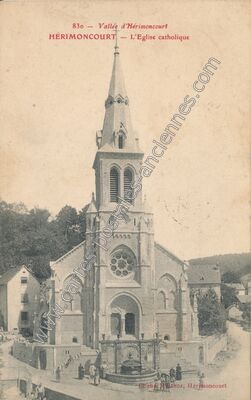 Carte postale ancienne L'Eglise catholique — Hérimoncourt (Doubs)