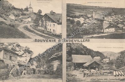 Carte postale ancienne L'entrée du Village — Indevillers (Doubs)