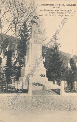 Carte postale ancienne Le Monument aux Morts de la Grande Guerre — Labergement-Sainte-Marie (Doubs)