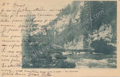 Carte postale ancienne Le Doubs — Villers-le-Lac (Doubs)