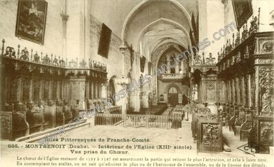 Carte postale ancienne Intérieur de l'Église (XIIIe siècle). Vue prise du Chœur — Montbenoît (Doubs)