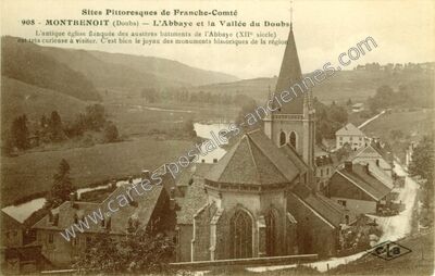 Carte postale ancienne L'Abbaye et la Vallée du Doubs — Montbenoît (Doubs)