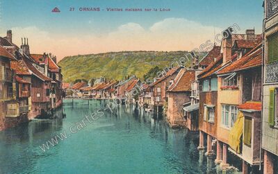 Carte postale ancienne Vieilles maisons sur la Loue — Ornans (Doubs)