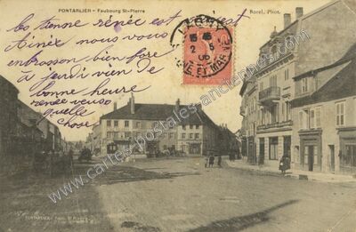 Carte postale ancienne Faubourg St-Pierre — Pontarlier (Doubs)