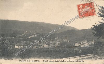 Carte postale ancienne Faubourg d'Autriche et Immobilières — Pont de Roide (Doubs)