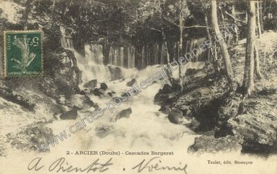 Carte postale ancienne Cascades Bergeret — Vaire (Doubs)