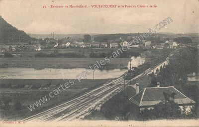 Carte postale ancienne VOUJAUCOURT et le Pont du Chemin de fer — Voujeaucourt (Doubs)