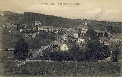 Carte postale ancienne Vue prise de la Gare — Maîche (Doubs)