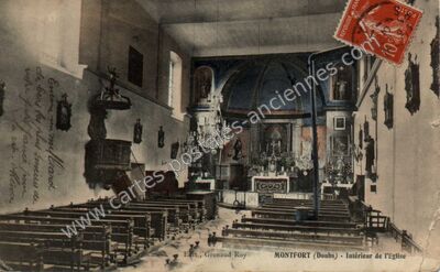 Carte postale ancienne Intérieur de l'Eglise — Montfort (Doubs)