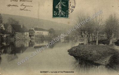 Carte postale ancienne La Lone et les Promenades — Quingey (Doubs)
