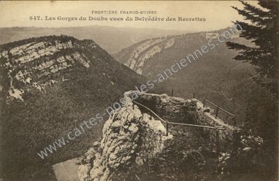 Carte postale ancienne Gorges du Doubs — Grand'Combe-des-Bois (Doubs)