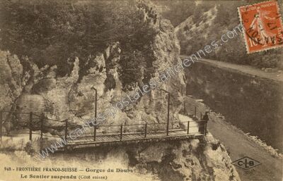 Carte postale ancienne Gorges du Doubs — Grand'Combe-des-Bois (Doubs)