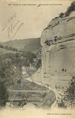 Carte postale ancienne Rocher de la Tournelle — Lods (Doubs)