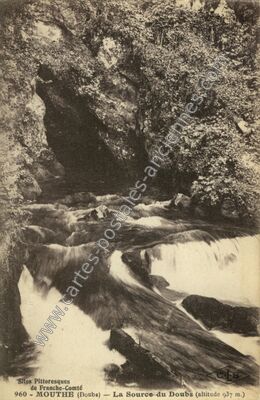 Carte postale ancienne Source du Doubs — Mouthe (Doubs)
