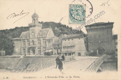 Carte postale ancienne L'Hôtel-de-Ville et la Porte — Chabeuil (Drôme)