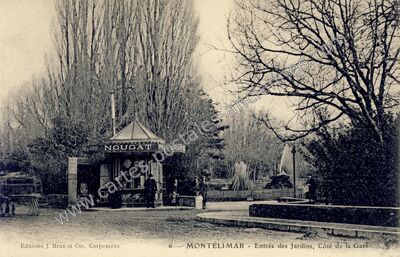 Carte postale ancienne Entrée des Jardins, Côté de la Gare — Montélimar (Drôme)