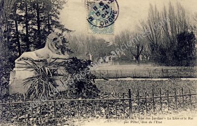 Carte postale ancienne Vue des Jardins - Le Lion et le Rat — Montélimar (Drôme)