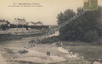 Carte postale ancienne Le Confluent du Roubion et du Jabron — Montélimar (Drôme)
