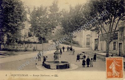 Carte postale ancienne Rampe Narbonne — Montélimar (Drôme)