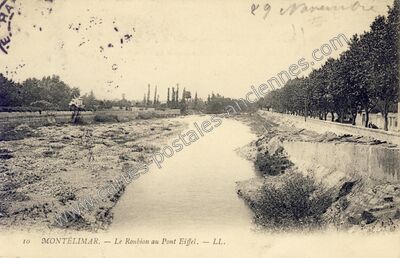 Carte postale ancienne Le Roubion au Pont Eiffel — Montélimar (Drôme)