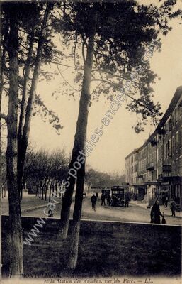 Carte postale ancienne Avenue de la Gare et la Station des Autobus, vue du Parc — Montélimar (Drôme)