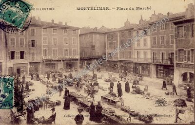 Carte postale ancienne Place du Marché — Montélimar (Drôme)