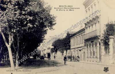 Carte postale ancienne Boulevard Marre-Desmarais et Champ de Mars — Montélimar (Drôme)