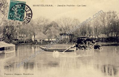 Carte postale ancienne Jardin Public - Le Lac — Montélimar (Drôme)