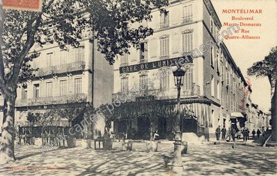 Carte postale ancienne Boulevard Marre-Desmarais et Rue Quatre-Alliances — Montélimar (Drôme)