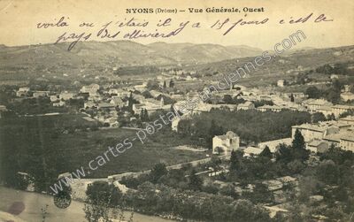 Carte postale ancienne Vue Générale, Ouest — Nyons (Drôme)