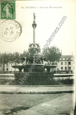 Carte postale ancienne Fontaine Monumentale — Valence (Drôme)