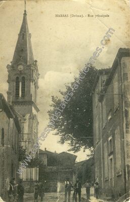 Carte postale ancienne Rue principale — Marsaz (Drôme)