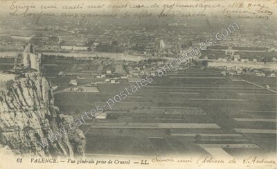 Carte postale ancienne Vue générale prise de Crussol — Valence (Drôme)