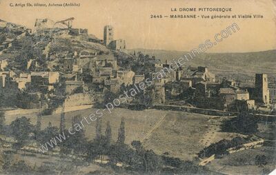 Carte postale ancienne Vue générale et Vieille Ville — Marsanne (Drôme)