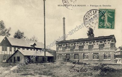 Carte postale ancienne Fabrique de Dentelles — Beaumont-le-Roger (Eure)