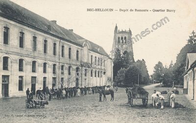 Carte postale ancienne Depôt de Remonte - Quartier Burcy — Le Bec-Hellouin (Eure)