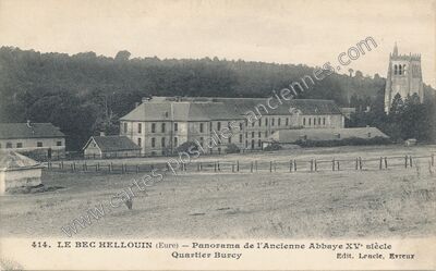 Carte postale ancienne Panorama de l'Ancienne Abbaye XVe siècle Quartier Burcy — Le Bec-Hellouin (Eure)